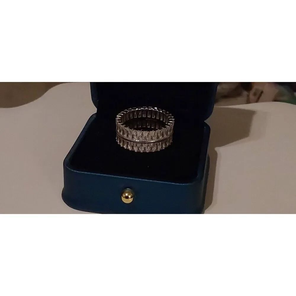 6 Ct. DIAMONIQUE Double Baguette Bridal/Anniversary Band Ring #8~Platinum/925SS